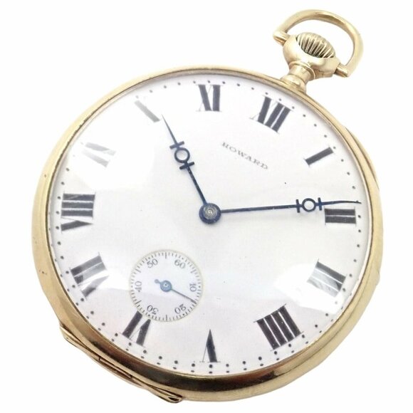 Vintage Howard 14k Yellow Gold 46mm 17j Pocket Watch c. 1920's - Picture 1 of 8